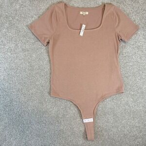 Madewell Bodysuit Top XL Extra Large Square Neck Short Sleeve NWT womens
